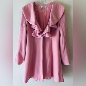 OZGZ Pastel Pink Tiered Ruffled Collared Fully Lined Dress Coat
Size XL READ